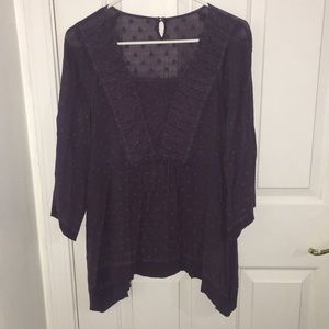 Women’s Purple Long Sleeve Sheer Blouse